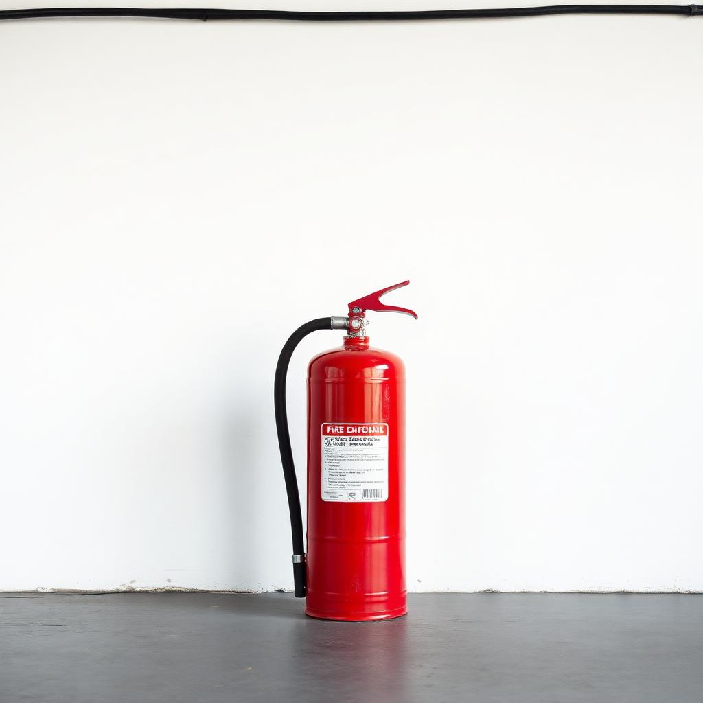Estintore portatile a polvere installato in un ambiente industriale