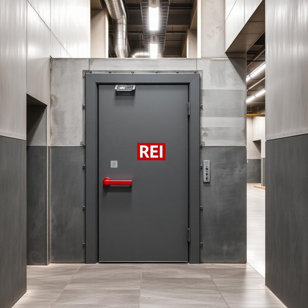 Porta tagliafuoco REI con maniglione antipanico rosso
